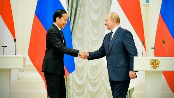 Presiden Jokowi saat bertemu Presiden Rusia Vladimir Putin (SinPo.id/Net)