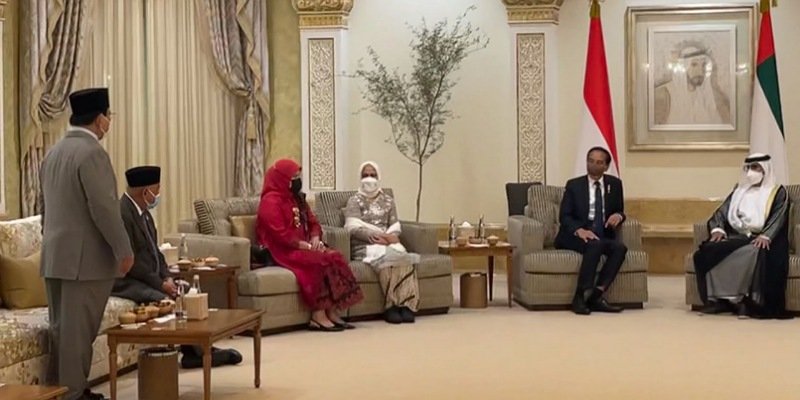 Moment pertemuan antara petinggi Abu Dhabi dengan Jokowi dan Prabowo/net