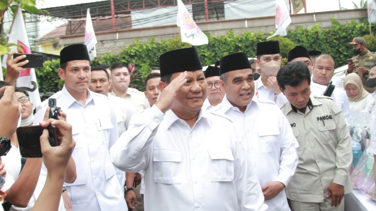 Ketua Umum Partai Gerindra Prabowo Subianto bersama Ahmad Muzani/ SinPo.id/ Ashar SR