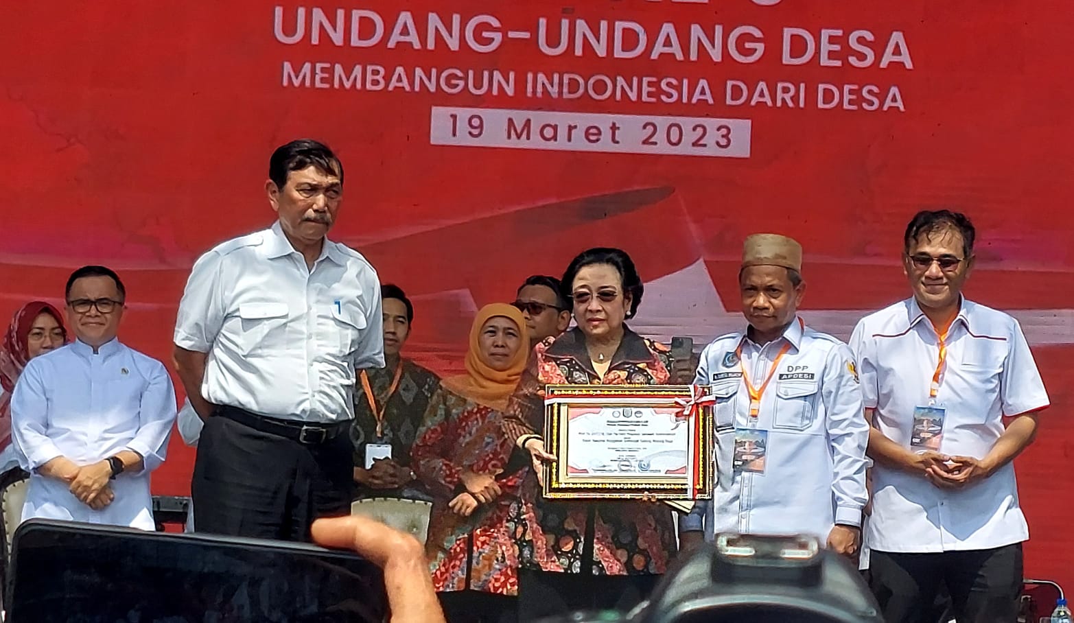 Ketua Dewan Pengarah BPIP sekaligus Ketua Umum PDIP Megawati Soekarnoputri di acara Peringatan 9 Tahun UU Desa/SinPo.id/Dok. PDIP