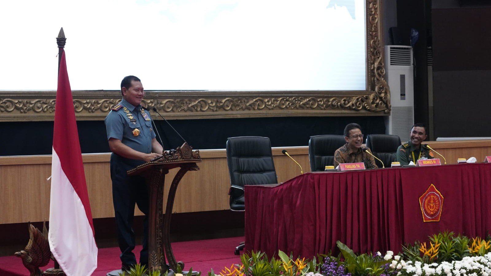Panglima TNI Laksamana Yudo Margono saat memberikan amanat pada Rapat Koordinasi Teknis Kesehatan (Rakorniskes) TNI TA 2023 (SinPo.id/ Puspen TNI)