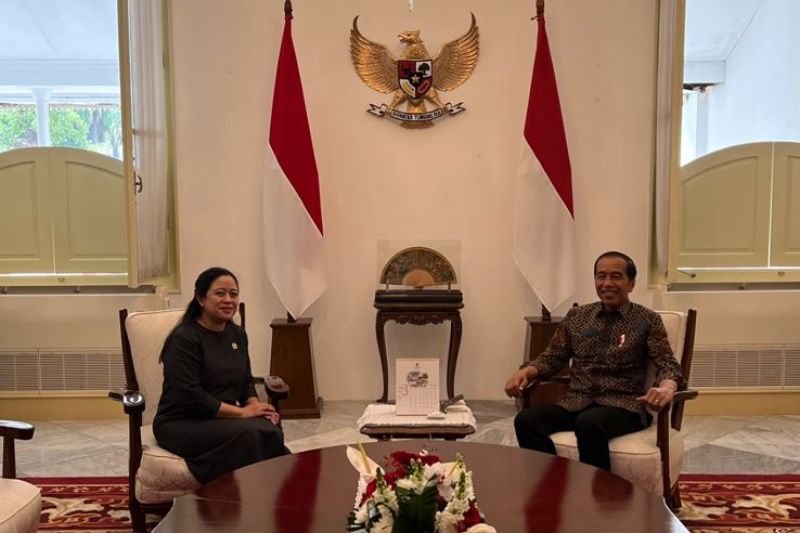 Ketua DPR RI Puan Maharani bertemu dengan Presiden Jokowi pada Jumat, 24 Maret 2023. (SinPo.id/Antara)