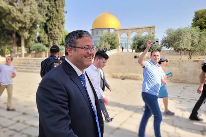 Menteri Keamanan Nasional Israel Itamar Ben-Gvir di kompleks Masjid Al-Aqsa