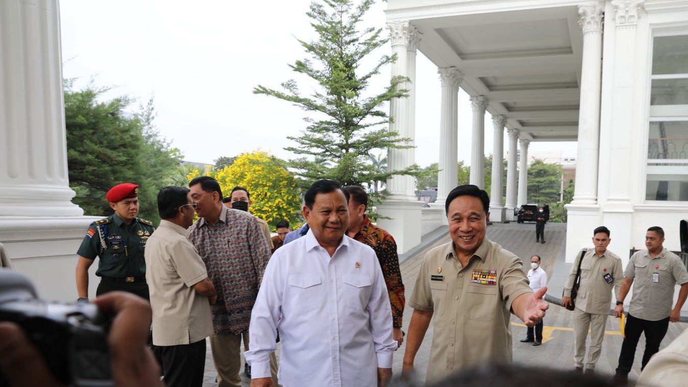 Menhan Prabowo saat berkunjung kantor PP Polri (SinPo.id/ Tim Media Prabowo)