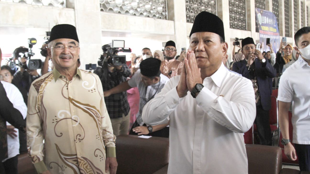 Prabowo Subianto di Masjid Istiqlal (SinPo.id/ Ashar)