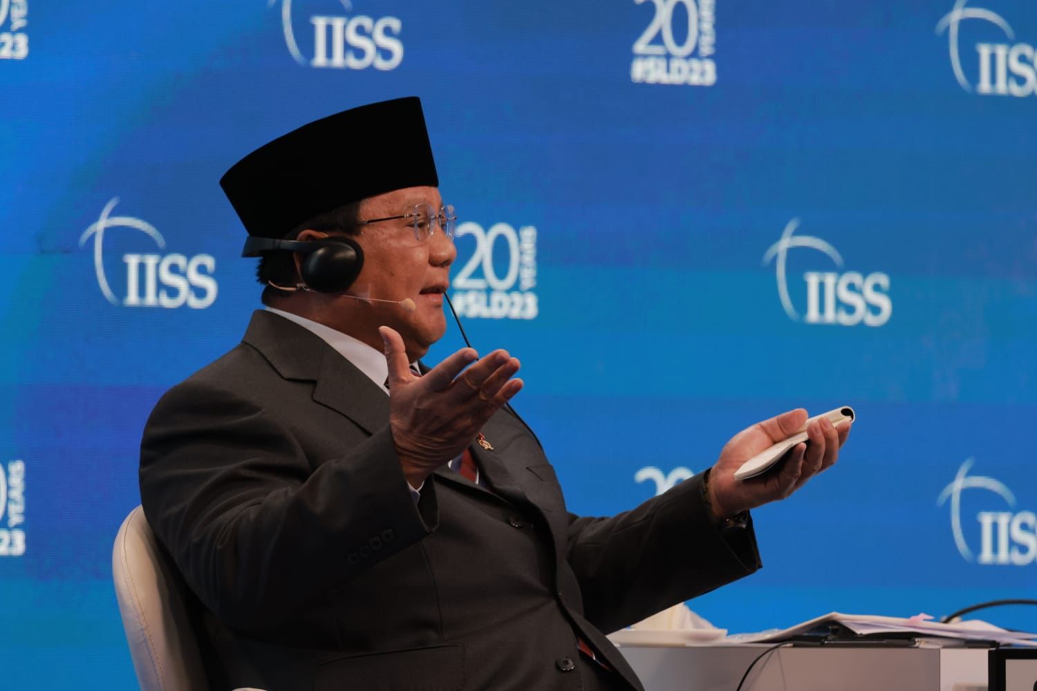 Prabowo saat berbicara di forum IISS (Sinpo.id/Tim Media)