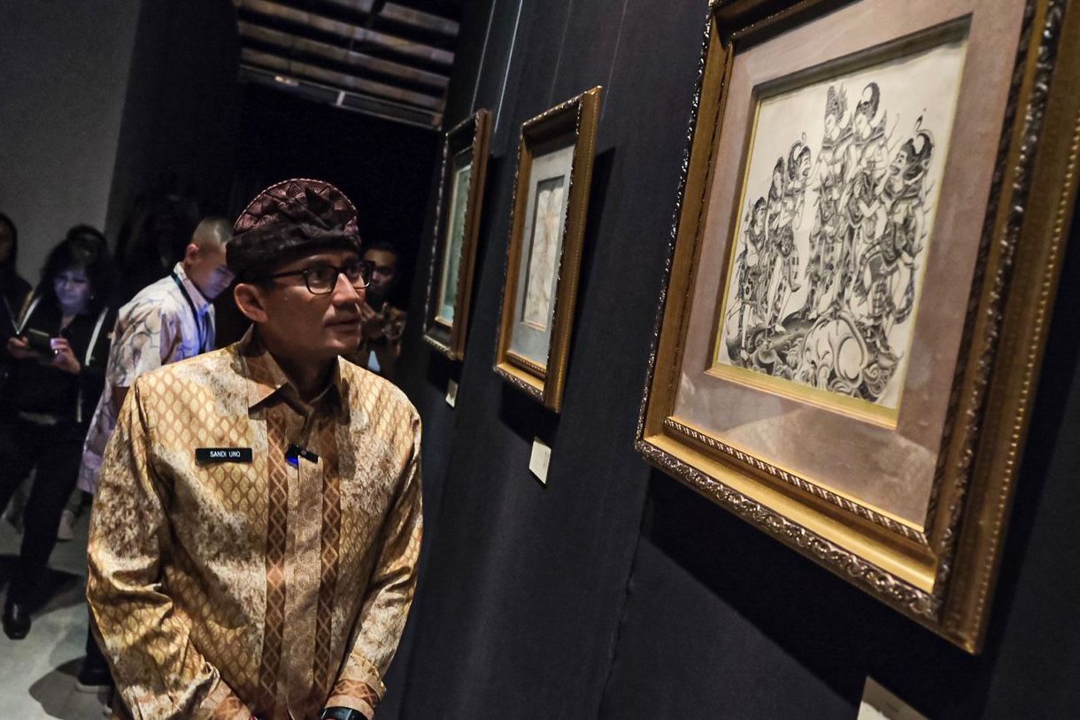 Menparekaf Sandiaga Salahuddin Uno saat mengunjungi pameran 