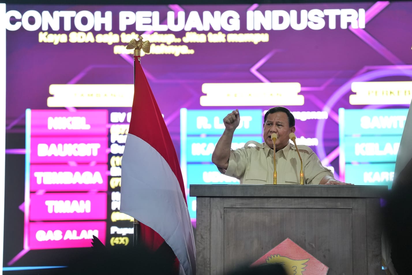 Prabowo berpidato di depan kader Gerindra Tangerang Raya (Sinpo.id/Ashar)