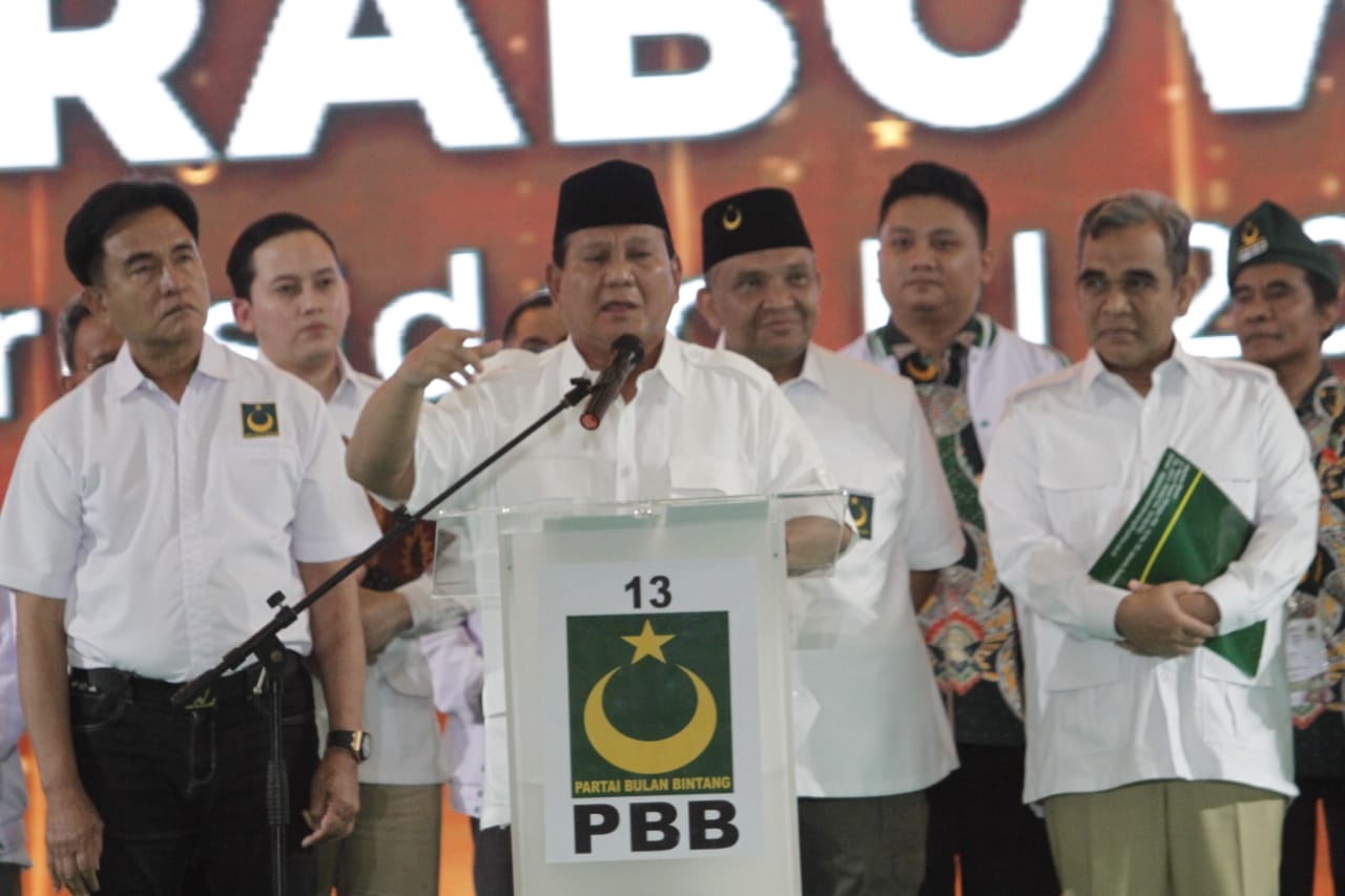 Prabowo Subianto berpidato di acara Milad PBB (Sinpo.id/Ashar)