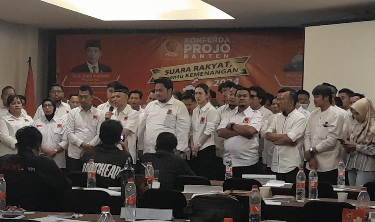 Projo Banten mendeklarasikan dukungan terhadap Ketua Umum Partai Gerindra Prabowo Subianto di Pilpres 2024. (SinPo.id)