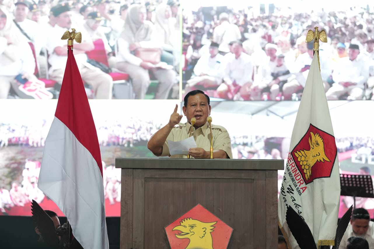 Prabowo berpidato di hadapan kader Gerindra Tangerang Raya (Sinpo.id/Ashar)