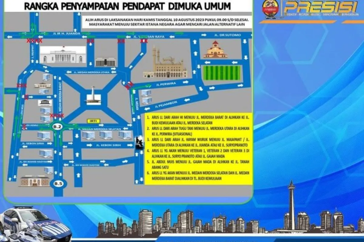 Titik pengamanan demo buruh (Sinpo.id/Polda Metro Jaya)