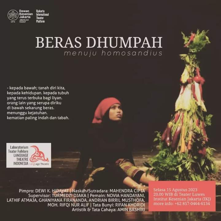 Poster pementasan “Beras Dhumpah”, (Language Theatre Indonesia/SinPo.id)