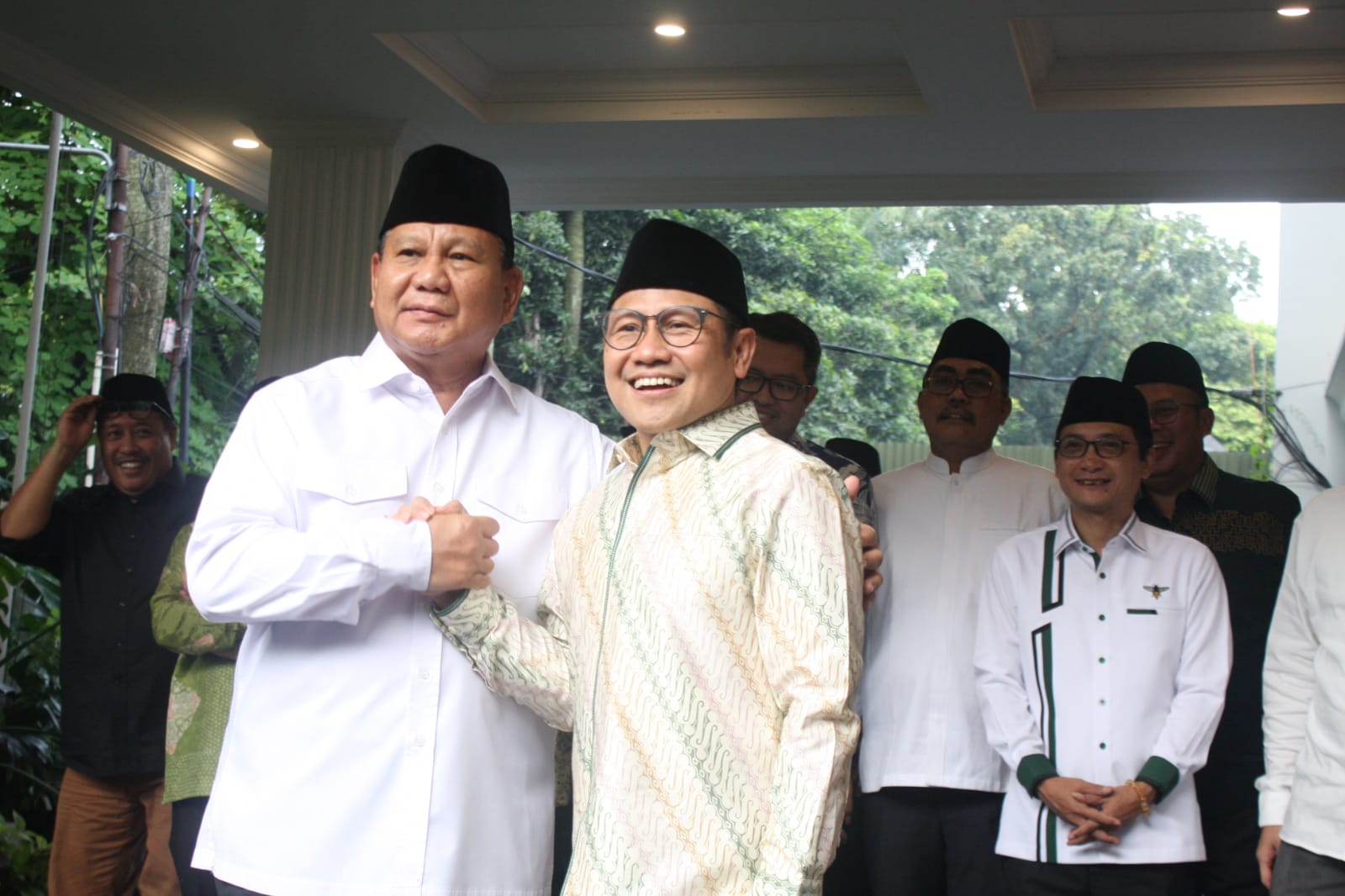 Ketua Umum (Ketum) Gerindra Prabowo Subianto menerima Ketum PKB Muhaimin Iskandar (SinPo.id/Ashar)