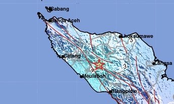 Gempa berkekuatan magnitudo (M) 5,2 mengguncang wilayah Nagan Raya, Aceh. (SinPo.id/BMKG)