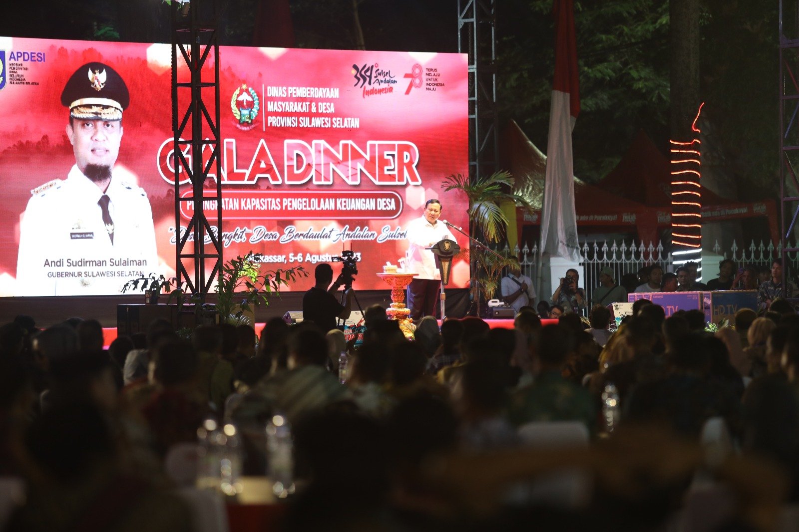 Prabowo berpidato di acara Gala Dinner di Sulsel (Sinpo.id/Tim Media)