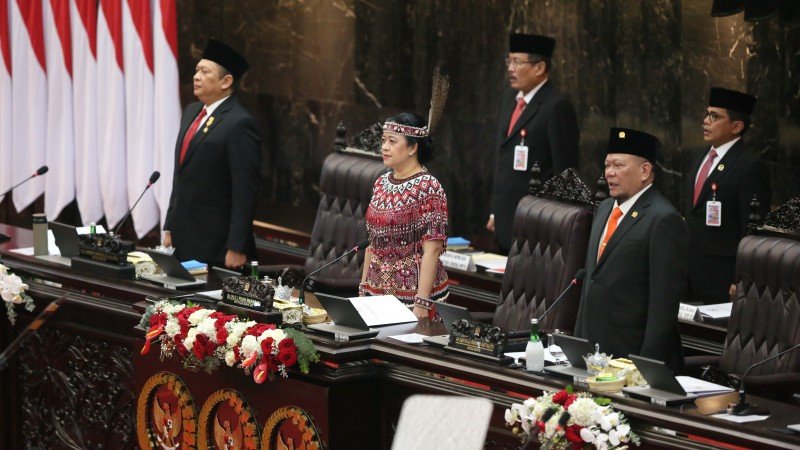 Ketua DPR RI Puan Maharani di Sidang Tahunan MPR (SinPo.id/ Ashar)