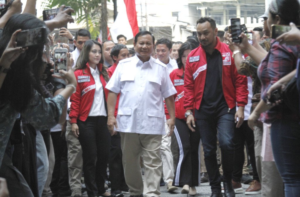 Ketua Umum Partai Gerindra Prabowo Subianto menyambangi Kantor DPP PSI. (SinPo.id)