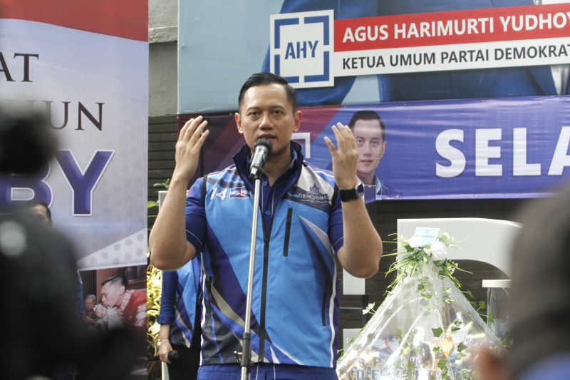 AHY hadiri HUT ke-22 Demokrat dengan semangat dan berjuang bersama rakyat (Ashar/SinPo.id)