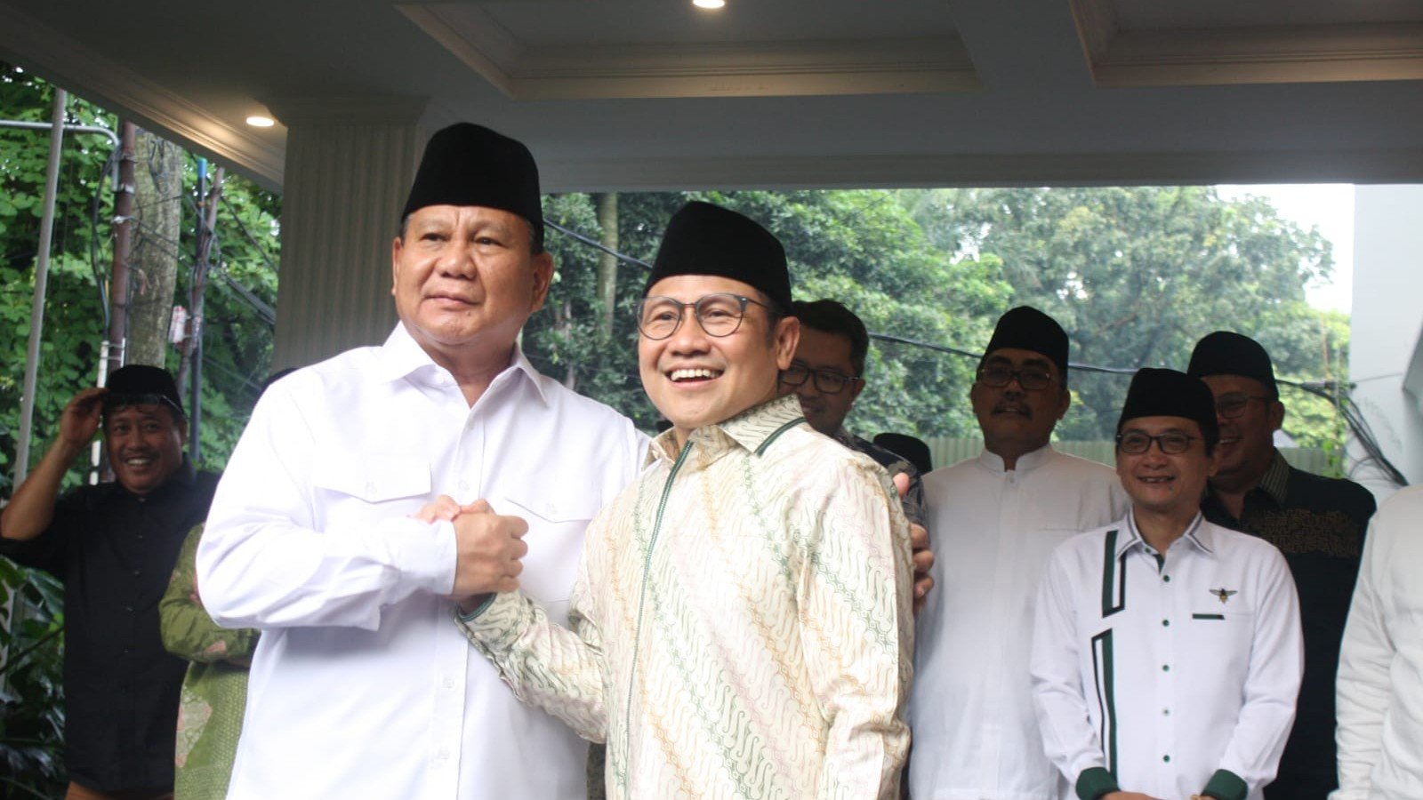 Ketua Umum Partai Gerindra Prabowo Subianto bersama Ketua Umum PKB Muhaimin Iskandar (SinPo.id/ Ashar)