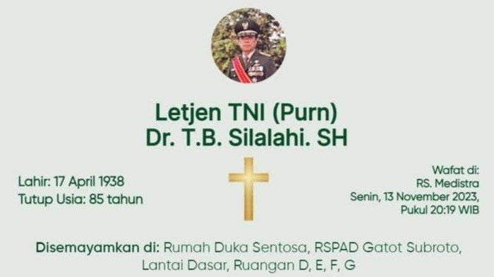 Letjen (Purn) TB Silalahi meninggal dunia. (SinPo.id/Istimewa)