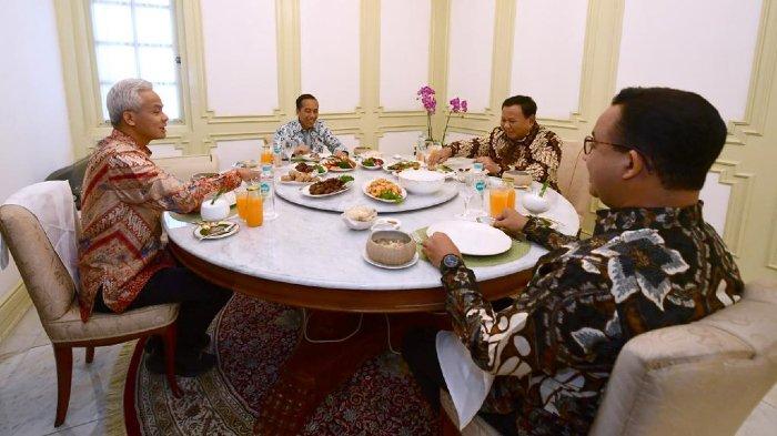 Presiden Jokowi saat makan siang bersama tiga capres 2024 (SinPo.id/ Dok. X)