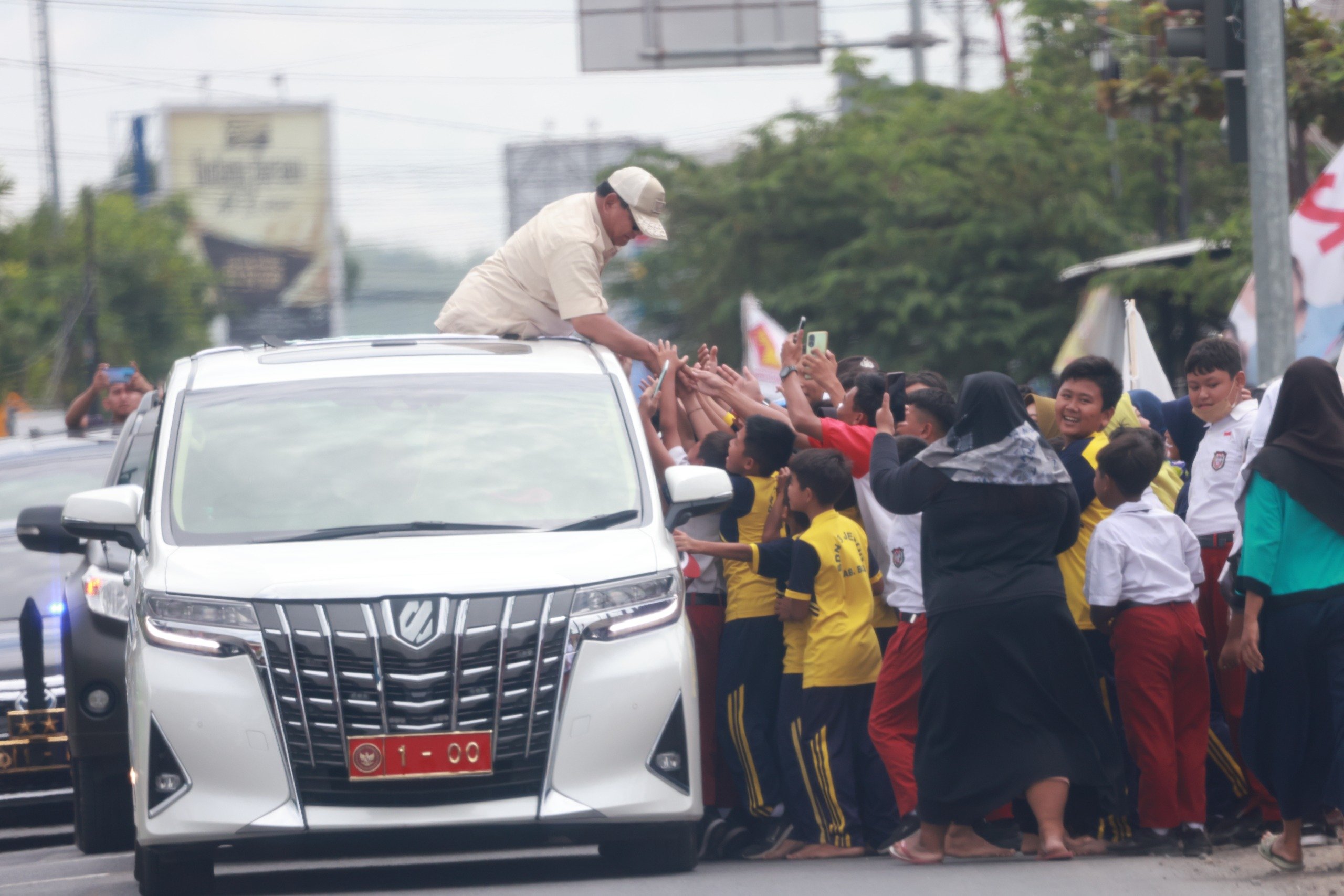Menteri Pertahanan Prabowo Subianto tiba di Blora. (SinPo.id/Tim Media)