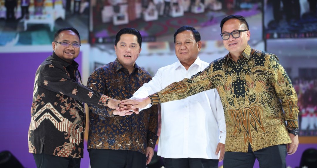 Menhan Prabowo Subianto di perayaan Natal Kementerian BUMN (SinPo.id/ Tim Media Prabowo)