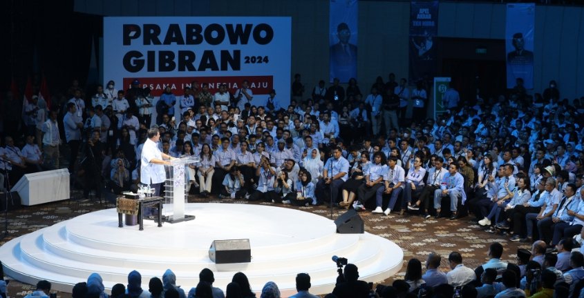 Capres Prabowo Subianto di acara TKN Muda (SinPo.id/ Tim Media)
