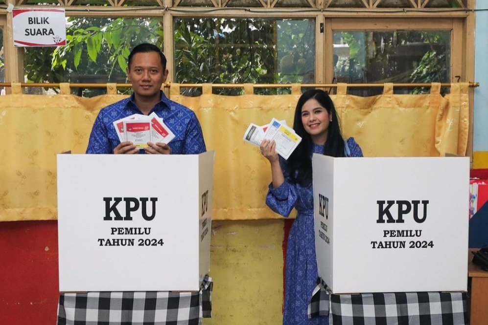AHY dan Isteri gunakan hak pilih di Pemilu 2024 (SinPo.id/Instagram)