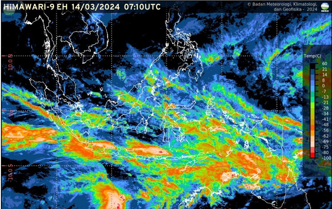 BMKG Warning Update: Waspada, Bibit Siklon Tropis Perpanjang Potensi Cuaca Ekstrem hingga awal Pekan Depan. (SinPo.id/Dok. BMKG)