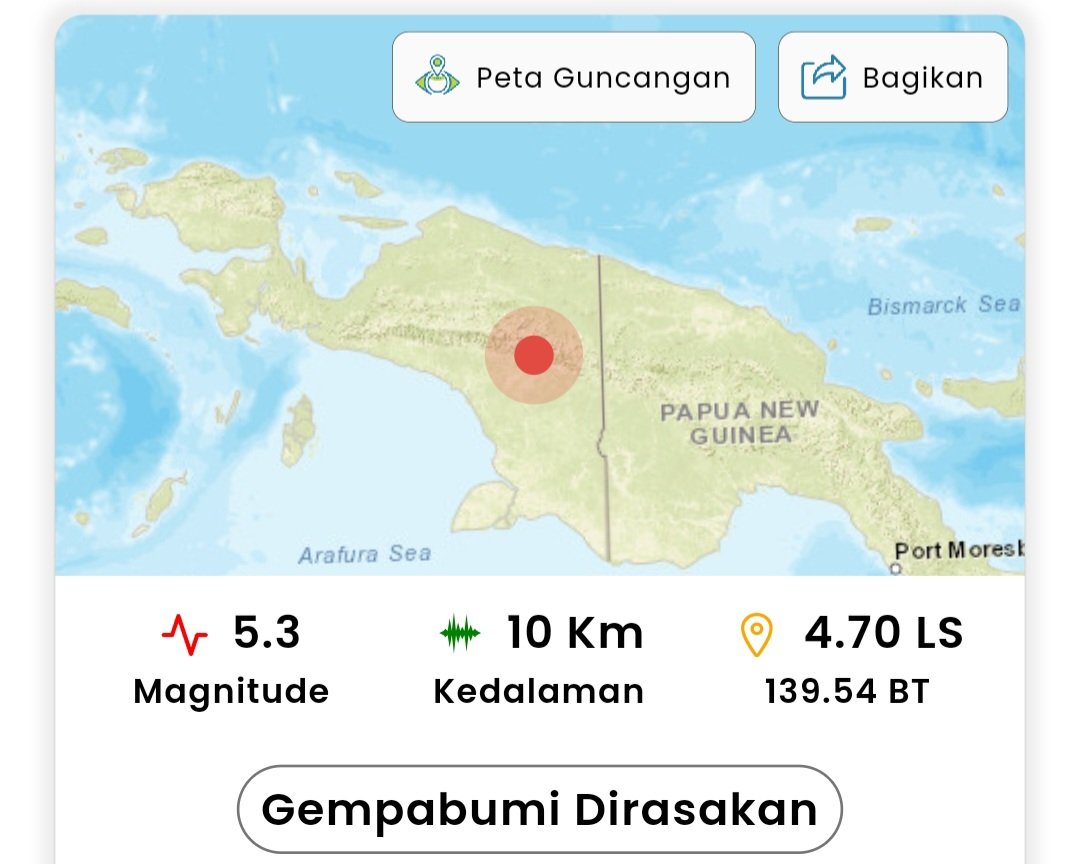 Gempa di Papua (SinPo.id/Bmkg)