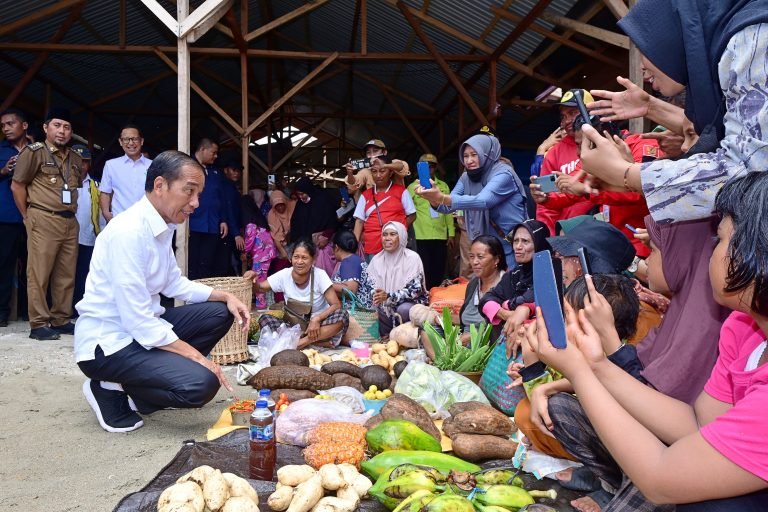 Presiden Joko Widodo saat kunjungi Pasar Salakan, Banggai Kepulauan (SinPo.id/Setkab)
