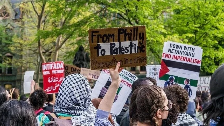 Aksi protes genosida Israel di Philadelphia (SinPo.id/ Anadolu)