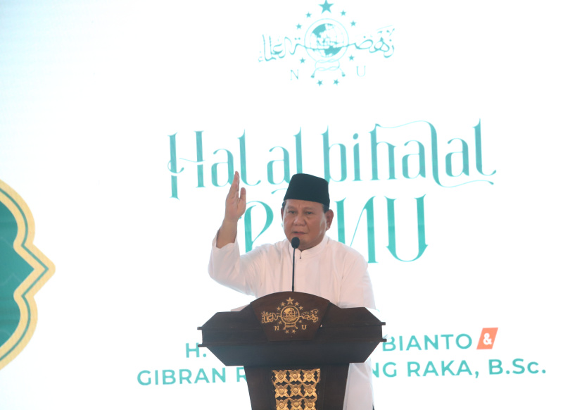 Presiden terpilih, Prabowo Subianto di halal bihalal PBNU (SinPo.id/ Ashar)
