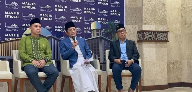 Konferensi pers Imam Besar Masjid Istiqlal Nasaruddin Umar. (SinPo.id/Antara)
