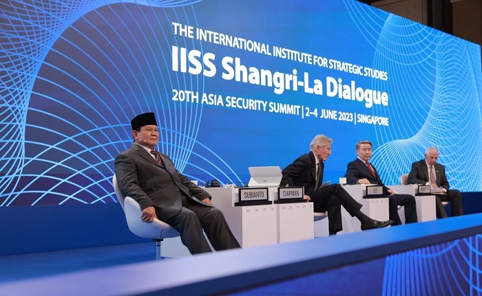 Prabowo saat menjadi pembicara di IISS (Sinpo.id/Tim Media)