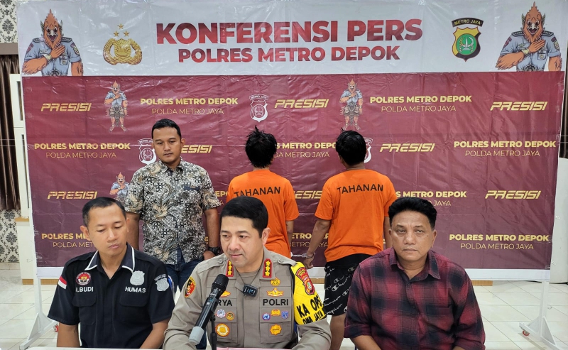 Konferensi pers kasus pembegalan di Polres Metro Depok (SinPo.id/ Humas Polres Depok)
