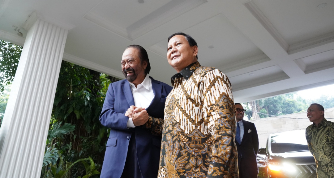 Presiden terpilih Prabowo Subianto bersama Ketum Partai NasDem Surya Paloh (SinPo.id/ Tim Media)