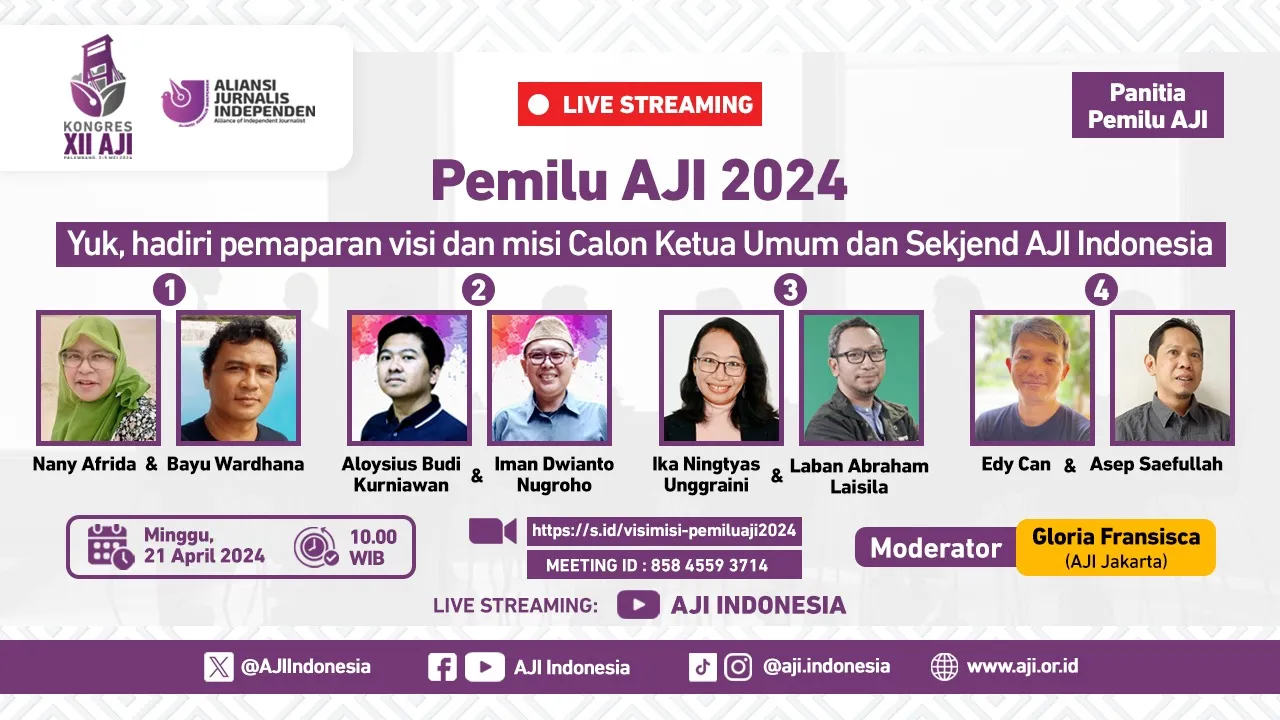 Empat pasangan calon Ketum-Sekjen AJI Indonesia 2024-2027. (SinPo.id/Panitia Pemilu AJI 2024)