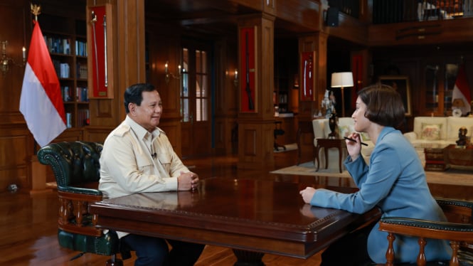 Prabowo Subianto saat wawancara dengan TV Al Jazeera