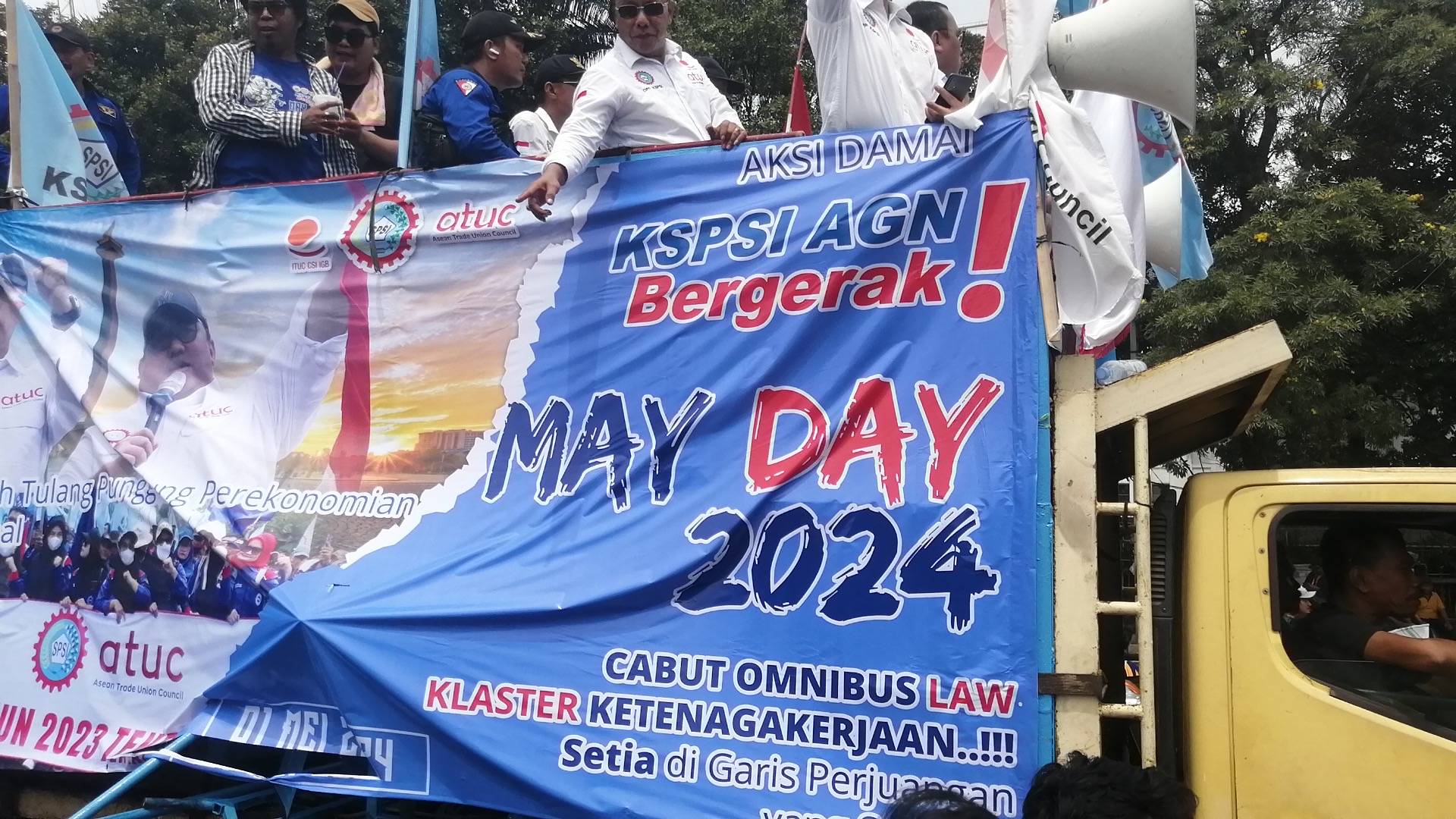 Suasana unjuk rasa pada peringatan May Day 2024. (SinPo.id/Tio)
