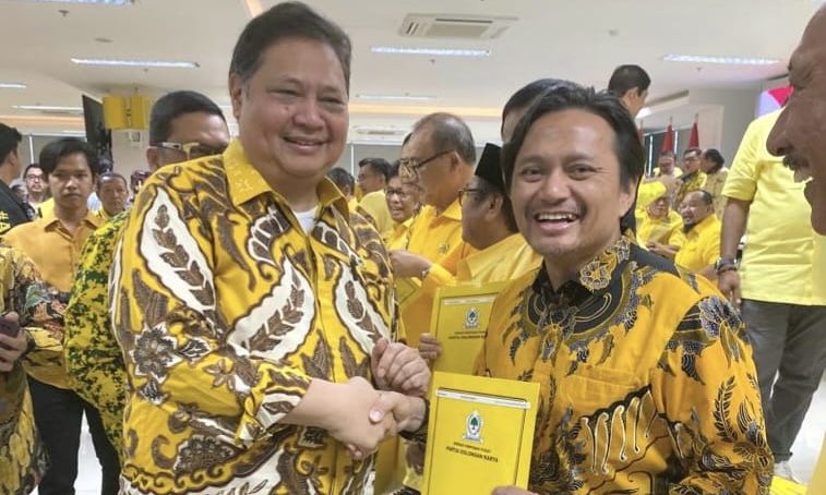 Ketua Umum Partai Golkar Airlangga Hartarto (kiri) dan Hasnuryadi Sulaiman (kanan). (SinPo.id/Istimewa)