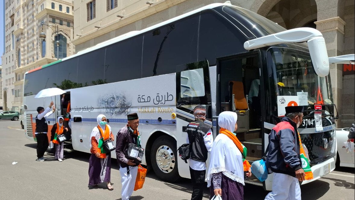Bus pembawa rombongan haji dari Makkah ke Madinah (SinPo.id/Kemenag)