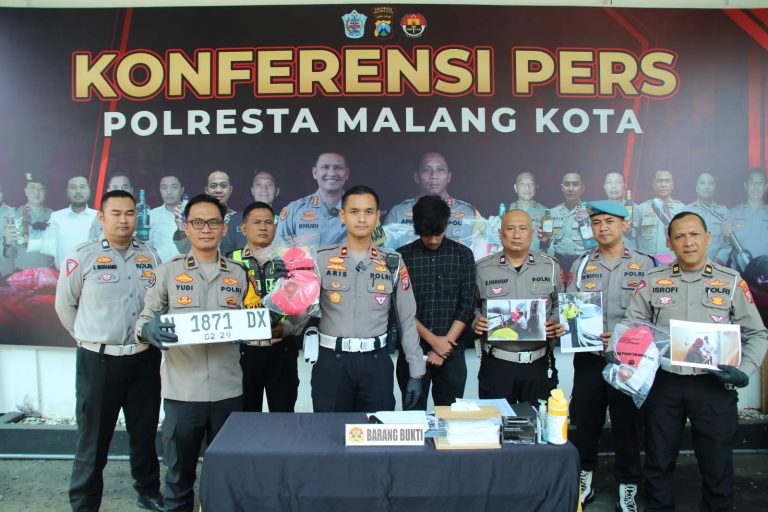 Konferensi pers kasus tabrak lari di Polresta Malang Kota (SinPo.id/ Humas Polri)