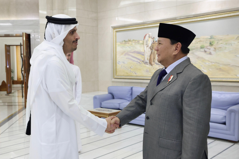 Presiden terpilih Prabowo Subianto menemui pemimpin Negara Qatar Sheikh Tamim bin Hamad Al Thani membahas kerja sama pertahanan (Ashar/SinPo.id)
