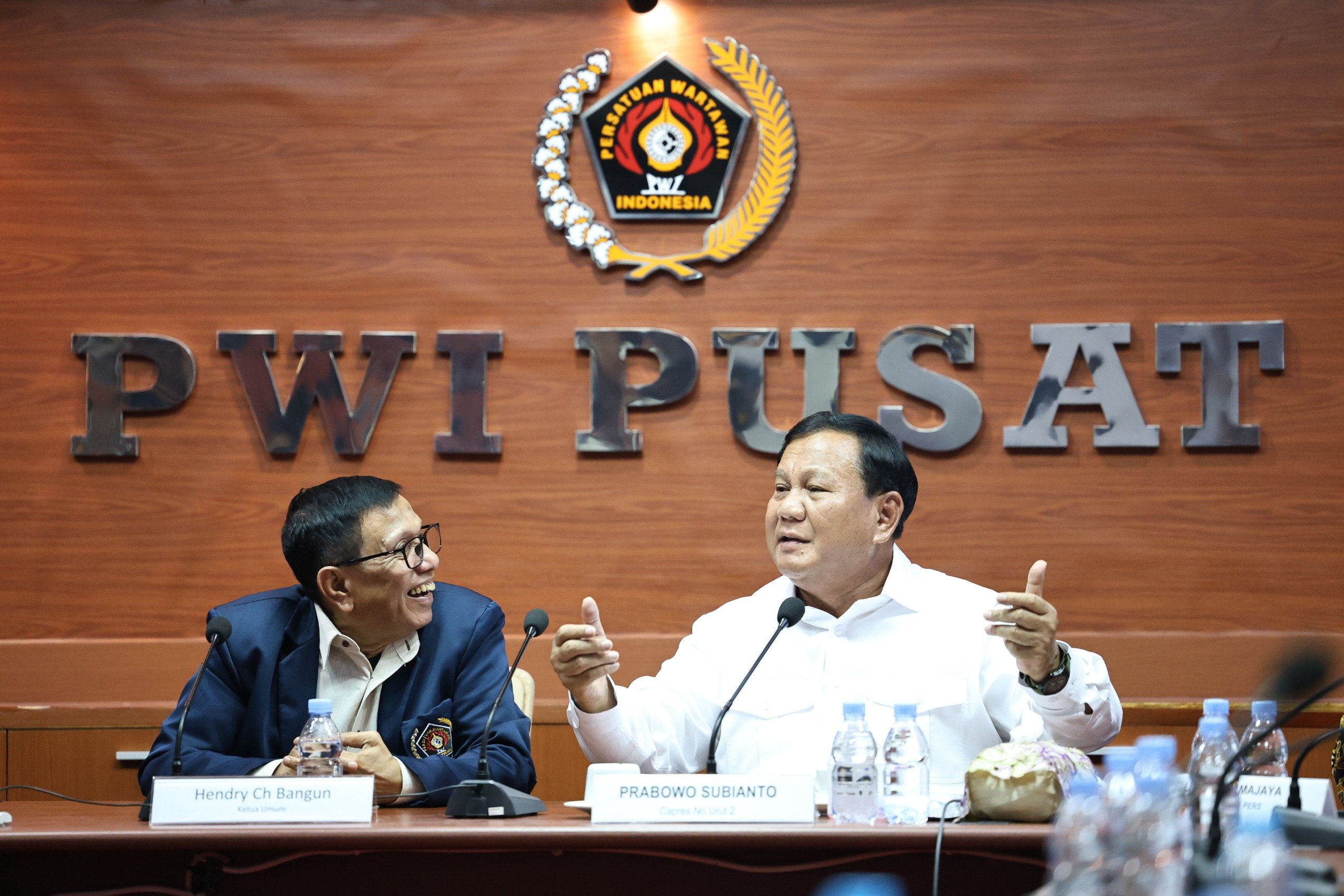 Prabowo Subianto, saat menghadiri Dialog Pers dan Capres yang diadakan Persatuan Wartawan Indonesiadi (PWI) di Gedung Dewan Pers. (SinPo.id/Tim Media)