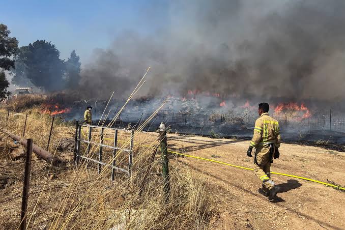 Kebakaran yang disebabkan serangan Hizbullah di Israel. (SinPo.id/Reuters)