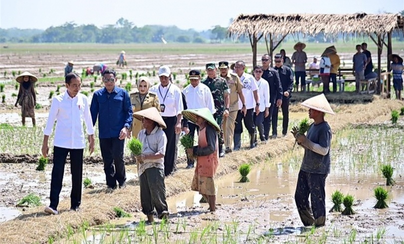 Presiden Jokowi saat berinteraksi dengan para petani (SinPo.id/ Setpres)