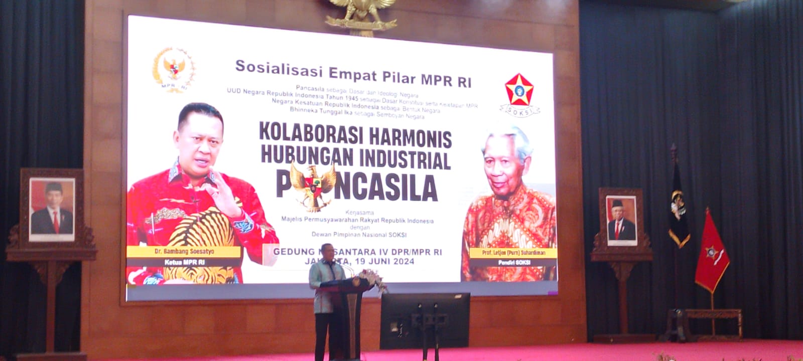 MPR RI gelar diskusi Sosialisasi Empat Pilar Kolaborasi Harmonis Hubungan Industrial Pancasila dengan SOKSI (Ashar/SinPo.id)